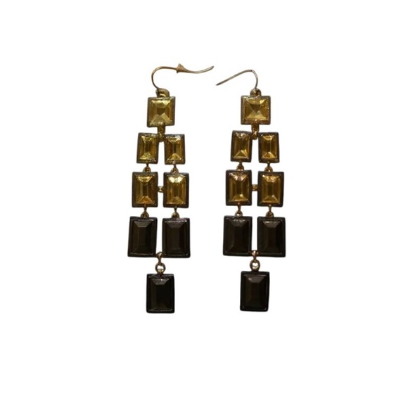 🦄 2/$10 
EUC Elegant Gold/Citrine + Black Dangle Earrings - Picture 2 of 4
